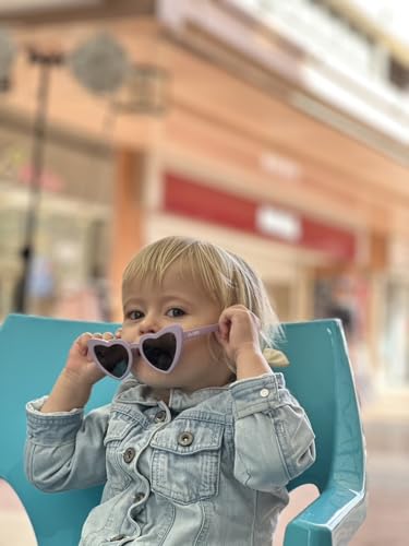 SUKIDA Heart Kids Sunglasses for Boys Girls Toddlers, Barbie Cute Summer Party, Bendable UV400 TPEE Frame BPA-free, Age 3-102