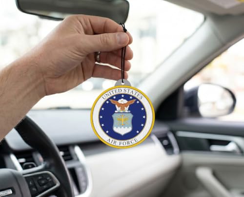 Image of Elektroplate US Air Force Crest Car Air Freshener 6-Pack | Officially Licensed, Long-Lasting Glacial Strike Scent, Vivid USAF Graphics, Versatile Hanging Design
