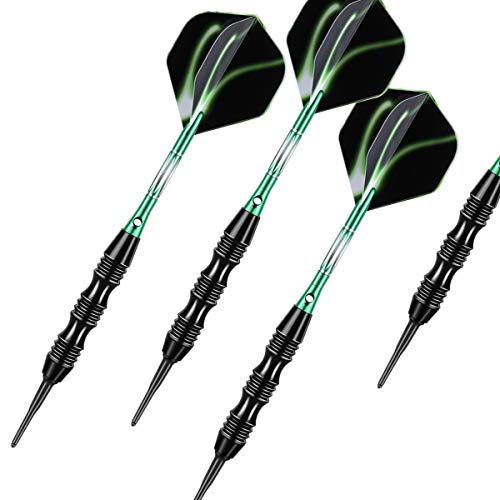 Sanfeng Professional Soft Tip Darts Set 20 Grams W/ 50 O-Rings- 30 Darts Plastic Tip + Green Aluminum Shafts + 6 Standard Flights + Portable Case For Electronic Dart Board #TOP5