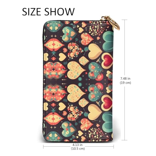 Heart Crush Flower Women's Wallet Long Zip Around, Premium Vegan Leather Wallet with 12 Card Holders, Large Capacity,Gift Ready Packaging3