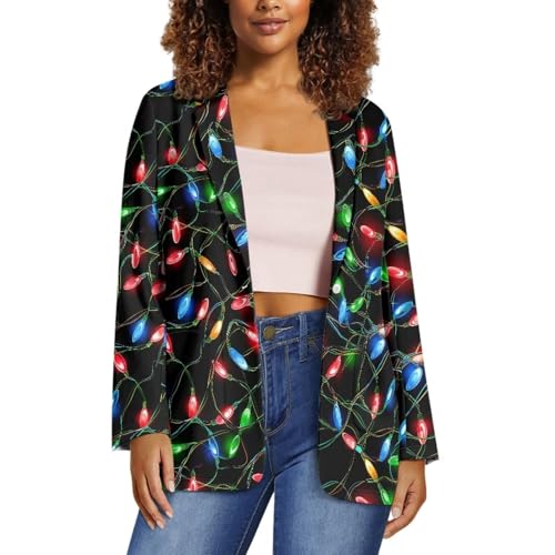 POLERO Women's Long Sleeve Blazer Cute Open Front Cardigan Office Work Suit Jackets with Pockets3