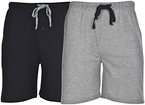 Hanes Men's 2-Pack Cotton Drawstring Knit Shorts Waistband & Pockets, Active Grey Heather/Black, Large