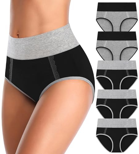 Image of MISSWHO Cotton High Waisted Womens Underwear Soft Stretch Breathable Full Coverage Ladies Panties Multipack