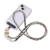 Cordón para teléfono celular, cadena antipérdida, correa para cuello o muñeca para mujer, ideal para fiestas, compras, viajes, uso al aire libre, oficina, camping y turismo, Negro, Refer to