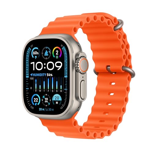 Image of Apple Watch Ultra 2 [GPS + Cellular 49mm] Smartwatch with Rugged Titanium Case & Orange Ocean Band One Size. Fitness Tracker,Precision GPS,Action Button,Extra-Long Battery Life,Bright Retina Display