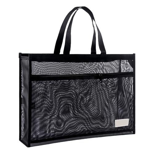 Image of OhMill Large Art Portfolio Case 18 x 12 Inch Portfolio Bag Nylon Mesh Art Bags Artwork Storage Case with Handle and Zipper