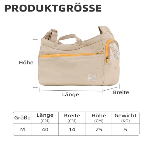 ONECUTE Business-Hundetasche für Kleine Hunde & Katzen – Klappbare Tragetasche mit Weichgepolstertem Hartboden, Belüftungsmesh & Seitentaschen – Elegant für Alltag, Outdoor & Büro (Khaki,40x14x25 cm)