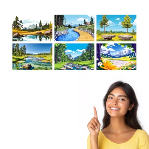 Image of SiddArtify Nature Wall Art Poster Print Set - Landscape Scenery Decor for Living Room Bedroom Office - 12x18 inch Sticker Pack of 6