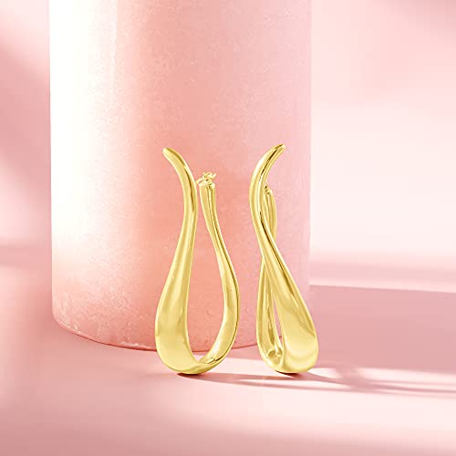 Ross-Simons Italian 18kt Gold Over Sterling Silver Twisted Hoop Earrings3
