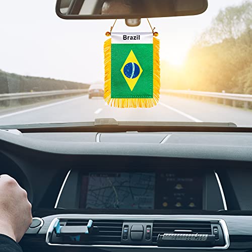 Decoración de espejo retrovisor con bandera brasileña pequeña 6