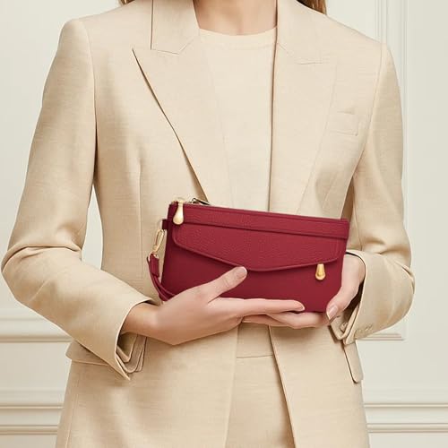 Wallet Women,Compact Card Holder Wallet for Women with Zipper Coin Pocket for Mother Travel Shopping Use,Red3