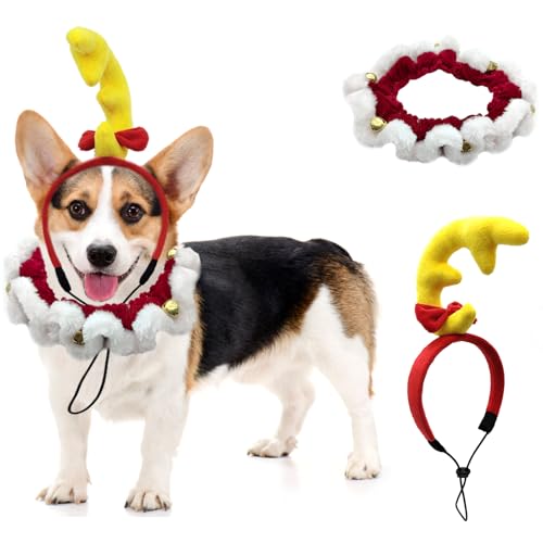 Disfraz Navideño para Perros 2 Piezas Set Reno y Collar