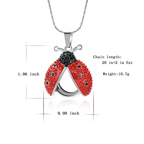 constantlife Cremation Jewelry Ladybug Urn Necklace for Ashes Transparent Round Glass Locket Ash Holder Keepsake Crystal Beetle Memorial Pendant for Human Pet 5