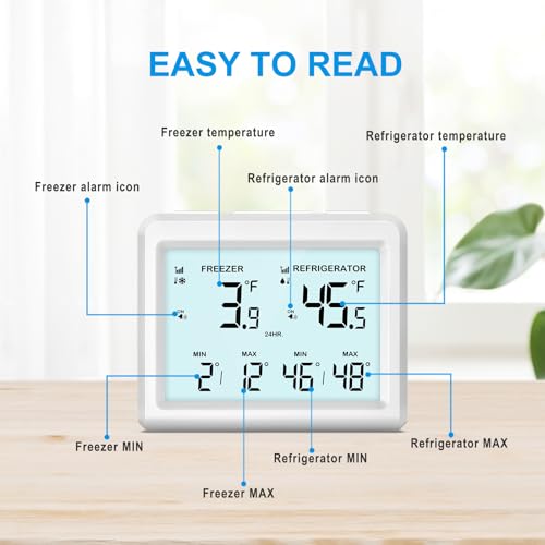 Temracha WA150KM-NA01US Newest Temracha Refrigerator Thermometer, Wireless Backlight Fridge Thermometer thumb #5