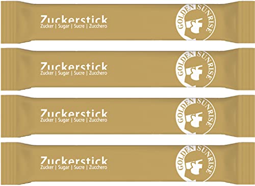 Zuckersticks Golden Sunrise 1000 x 4g | edles goldenes Design | einzeln elegant verpackt | Nachhaltige Verpackung | Natürlich nachhaltiger Markenzucker