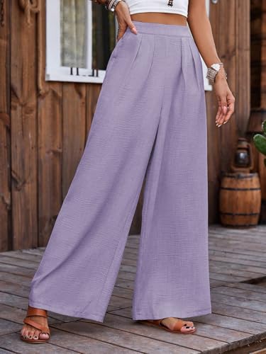 Image of TOPLOT Trouser for Women | Loose Fit High-Waist Korean Pants | Palazzo Pants with Pleated Front | Formal Relaxed Fit Casual Travel, Office & Lounge Wear Pant (5254)