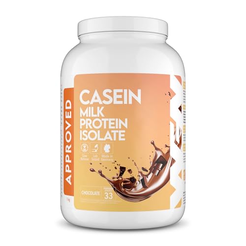 WFN Approved Casein - Casein Proteinpulver - Schokolade - 1 kg - Cremiger Casein Protein Shake - Sehr gut lösliches Kasein Eiweiß Pulver - 33 Portionen - Made in Germany - Extern laborgeprüft