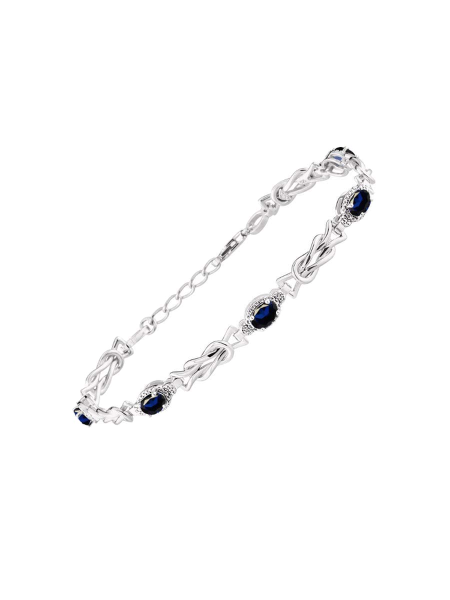RYLOS Bracelets for Women Yellow Gold Plated Silver Love Knot Tennis Bracelet Gemstone &amp; Diamonds Adjustable to Fit 7"-8" Wrist, 5 Gorgeous 6X4MM Jewelry for Women Friendship Bracelets