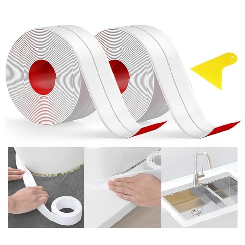 Cinta de Sellado Autoadhesiva Resistente al Agua, 3,2 m x 22 mm, Para Juntas Antimoho en Cocina, Baño, Inodoro, Techo y Pared - 2 Unidades