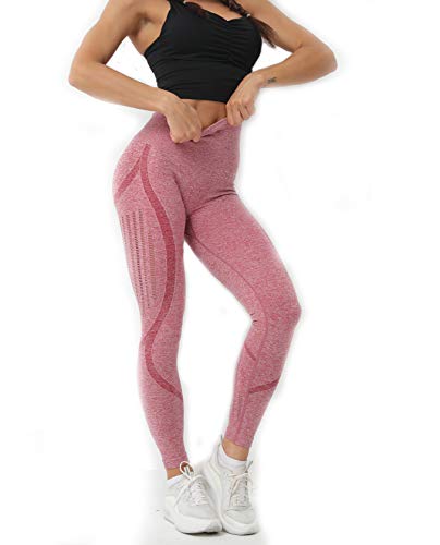 Redqenting Women’s High Waist Seamless Leggings Ankle Yoga Pants Squat Proof Tights Pink