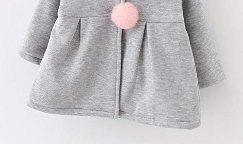 Baby Girl\'s Toddler Kids Fall Winter Coat Jacket Outwear Rabbit Ears Hoodie Sweatshirt Warm Overcoat(Gray, 3-4T) - Thumbnail 3