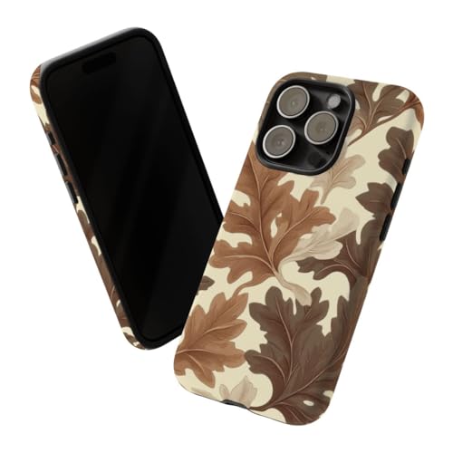 Coque rigide mate motif feuille de chêne marron iPhone 15 Pro - 2