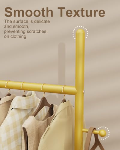 GUOHNHE Perchero de Pie, Gran Perchas Independientes Moderno con Placa Inferior de Roca Gruesa y 2 Ganchos, Metal Bengaleiro, para Oficina, 50 x 30 x 175 cm, Amarillo Dorado, GYJ302MWJ - imagen 4