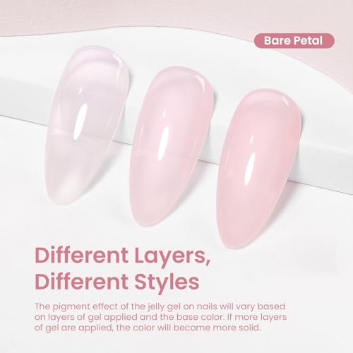 Image of Beetles Stay Shining Bare Petal Nude Gel Nail Polish - 15ml Jelly Neutral Nude Pink Gel Polish Base Color Nail Concealer Sheer Pink Soak Off UV Translucent Effect Manicure Gift for Women