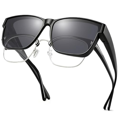 Image of URUMQI Polarized Sunglasses Fit Over Glasses for Men Women, Oversized Square Sun Glasses UV400 Protection