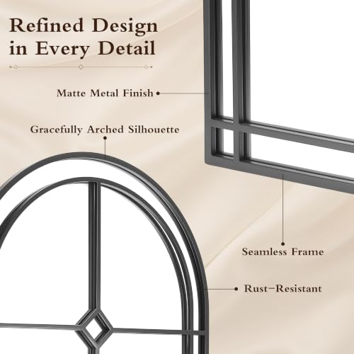 Image of Saliwa Black Arched Mirrors for Wall, 30 inch x 20 inch Wall Mirror for Entryway, Living Room, Bedroom, Bathroom, Fireplace, Window Mirror with Metal Frame
