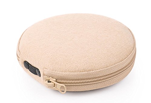 Elezay Small CD Case Round Felt 20 Capacity Storage Bag Wallet DVD Disc Holder Beige