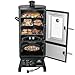 Propane Smoker with Cover, Vertical Meat Gas Smoker Grill Outdoor Heavy Duty 3 Removable Smoking Racks, Black