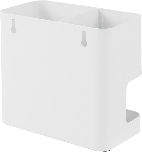 Miniatura 5 de MyGift Soporte de metal blanco para herramientas para el cabello con 2 ranuras, accesorios de peluquería de peluquería, estante organizador, secador