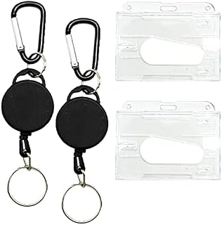 2 Pcs Retractable Badge Holder Reel, 2 Pcs ID Card Holder