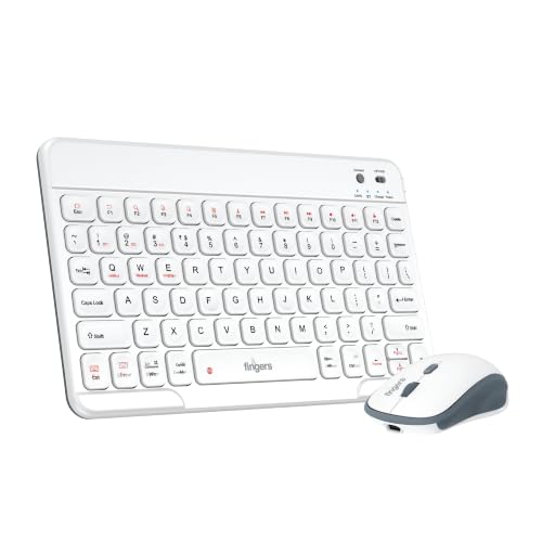 Image of FINGERS MiniClicks Duo D7 - Wireless Bluetooth Keyboard Mouse Combo (Rechargeable & BT | 75% Compact - 78 Keys | X-Scissor Keys | 18-Day Backup | Windows, macOS, Linux, ChromeOS) (Classic White) | Rechargeable design offers long-lasting use with up to 18 days backup, making it reliable for office, study and remote setups