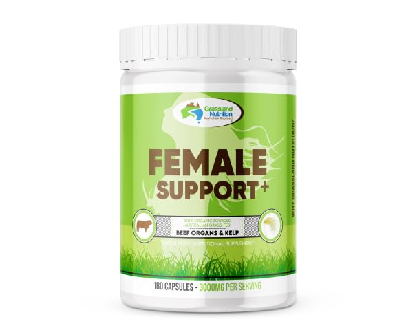 GRASSLAND NUTRITION100% Organic Australian: Female Support Beef Organ Blend - High in CoQ10, B12, Iodine (180 Capsules)