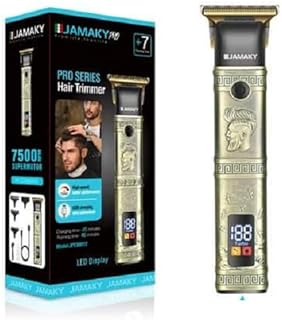 ماكينة حلاقة احترافية للرجال من جاماكى مع شاشة LED وقت التشغيل 180 دقيقة وبطارية 1400 مللى قابلة لاعادة الشحن مزودة بوصلة شحن و 4امشاط توجيه - jmk 90012