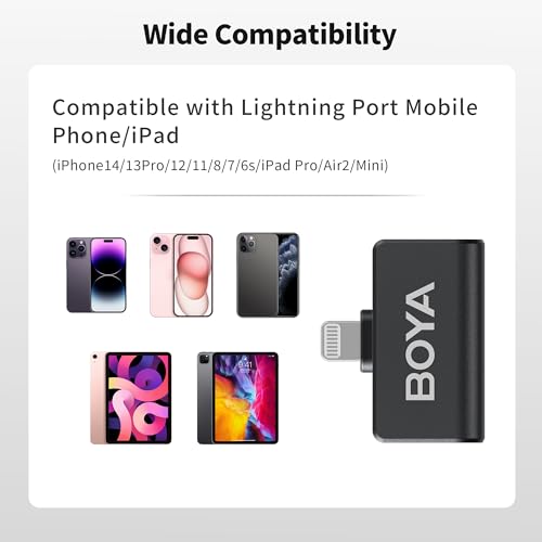 Image of BOYA Omic-D Wireless Lavalier Microphone for iPhone, Noise Cancelling Cordless Magnetic Clip Lapel Microphone for iPhone 14 /14 Pro /13 /13 Pro iPad iOS Devices Vlog Podcast Live Stream Video Recording