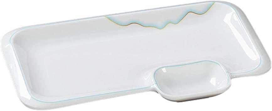 Nordic style commercial enamel color imitation jade porcelain rectangular dumpling plate -10 inch two grid rectangular plate