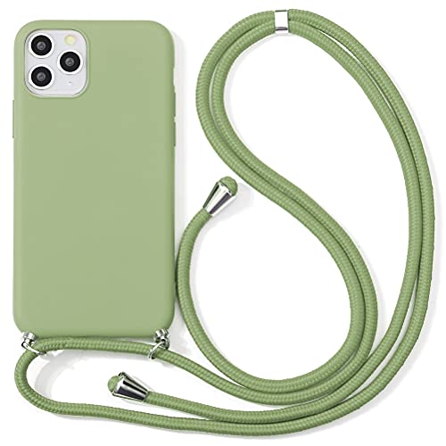 ZhuoFan - Funda con Cuerda para Samsung Galaxy A11 / M11 Funda Dibujos Carcasa Suave Silicona Case con Correa Colgante Ajustable 63in Collar Correa de Cuello Cadena Cordón Bumper Case - Verde