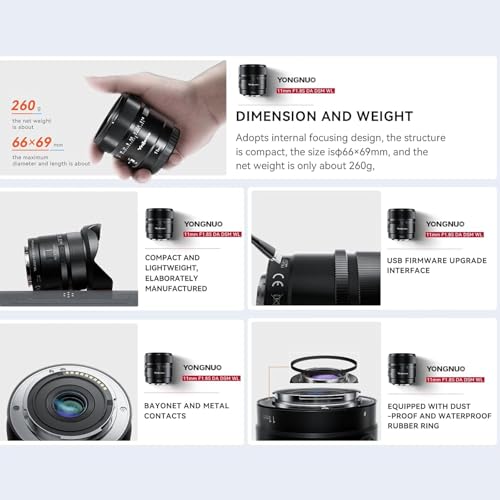 YONGNUO YN11MM F1.8S w/Remote Controller for Sony 11mm F1.8 Large Aperture Fixed Prime Lens Auto Focus APS-C Frame Ultra Wide Angle Lens for Sony E Mount Mirrorless Cameras