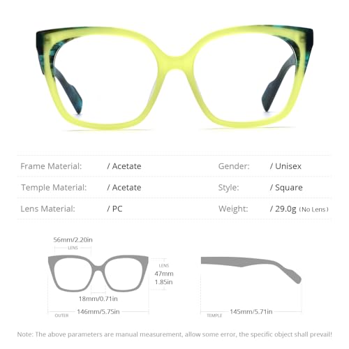 Image of HEPIDEM Gradient Multicolor Acetate Glasses Frame Women Big Oversize Eyeglasses 2023 New Spectacles Eyewear