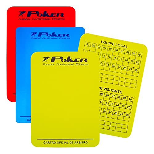 Cartão Árbitro Poker Juiz de Futsal Jogo Oficial Cor:Vermelho+Azul+Amarelo;Tamanho:Único;Gênero:Unis