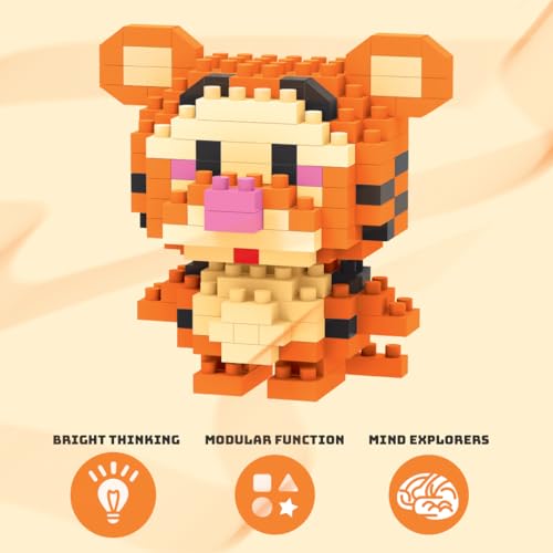 Image of JOY JUNCTION Tiger Theme Orange Mini Blocks DIY Building Blocks Toy for Kids, Smart Activity for Kids, Birthday Gift Ideas for 6+ | Fun Activity Toy 195 Pcs Interlocking Blocks Set