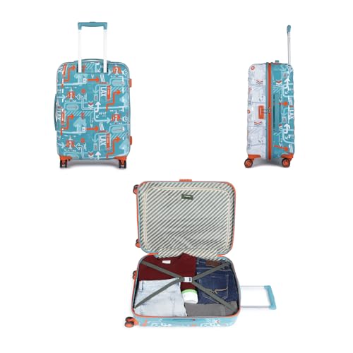uppercase JFK Duo (Medium) 66cm | Hardsided Check-in Trolley Bag for travel |Eco Polycarbonate Luggage|Combination Lock|8 Spinner Wheel Suitcase for Men &Women|Dual Tone(White & Teal Blue) - Image 4