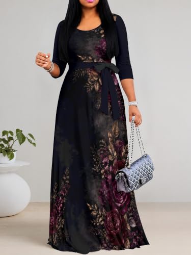 Image of Women's 3 /4 Sleeve Maxi Dress with Pockets