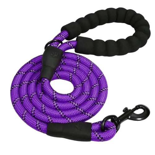 DICOCO 犬 リード 長い 1.2/1.5/2/3M 反射犬用リード 持ちやすい 犬のリード 小型犬 中型犬 大型犬 リードお出掛け 犬リード お散歩グッズ 耐久性 ドッグリード イヌ 使いやすい 牽引ロープ(パープル、長さ1.5M*幅1.2CM)