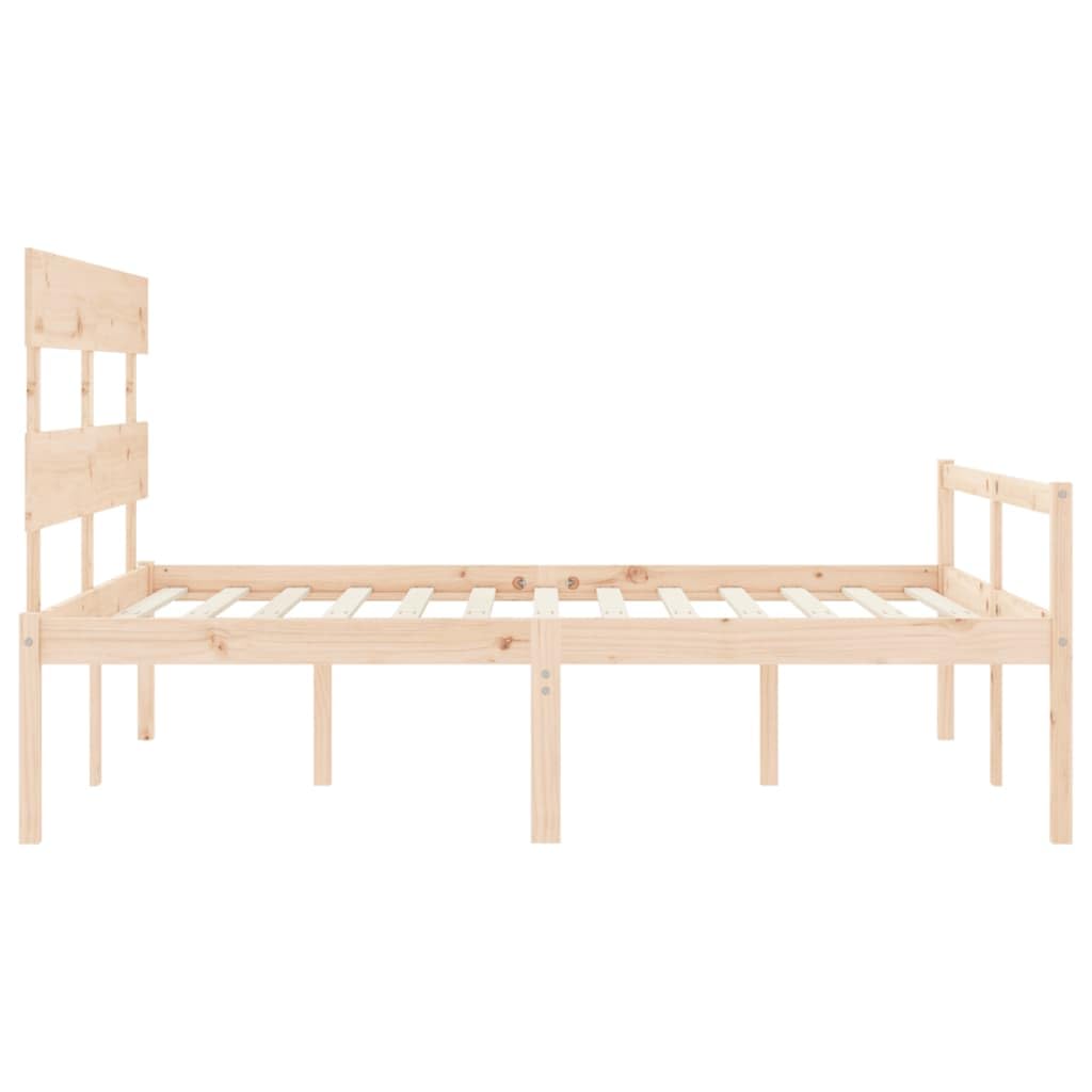Massives Kiefernholz seniorengerecht Standard 160x200 cm Braun | Seniorenbett Massivholz Kiefer 160x200 cm mit Kopfteil Stauraum hohe Sitzhöhe 45 cm Lattenrost