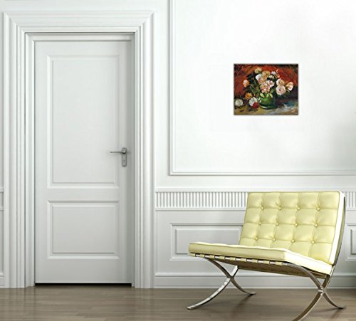 Van Gogh Leinwandbild 'Schale Mit Pfingstrosen Und Rosen' – Handgefertigtes Wandbild Auf Keilrahmen, 30x20 Cm, Made In Germany