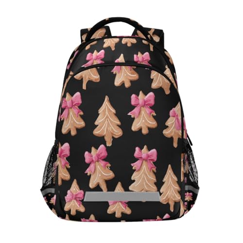 Bow Christmas Tree Black Background Pattern Backpacks for Kids School Bag Student Backpack Bookbag For Boys Girls Casual Bag